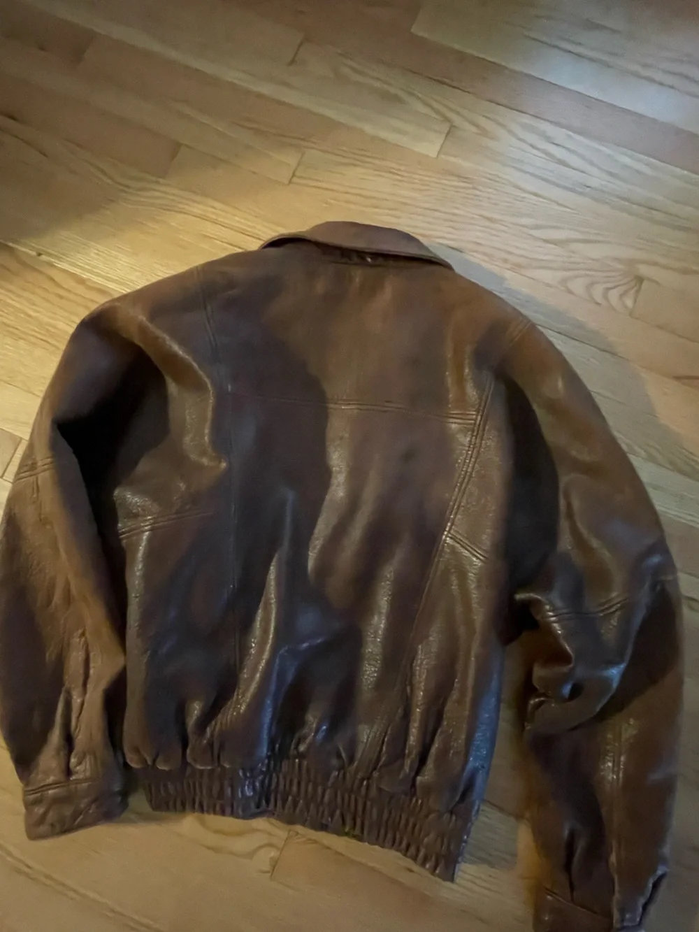 Vintage Structure Men's Brown Leather Bomber Jacket soft large